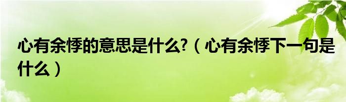 心有余悸的意思是什么?（心有余悸下一句是什么）