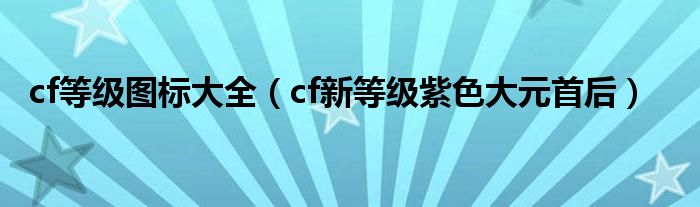 cf等级图标大全（cf新等级紫色大元首后）