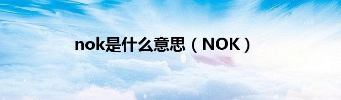 nok是什么意思（NOK）