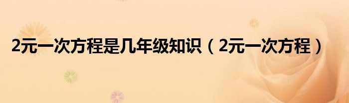 2元一次方程是几年级知识（2元一次方程）