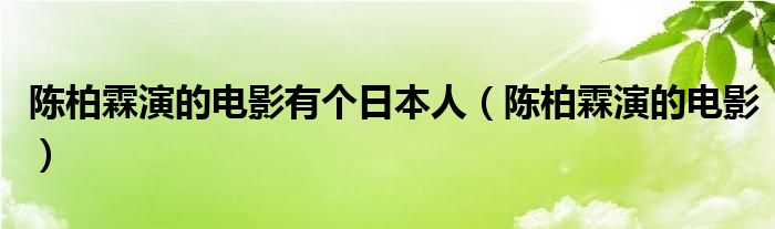 陈柏霖演的电影有个日本人（陈柏霖演的电影）