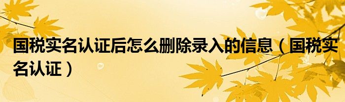 国税实名认证后怎么删除录入的信息（国税实名认证）