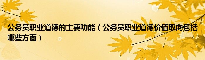 公务员职业道德的主要功能（公务员职业道德价值取向包括哪些方面）