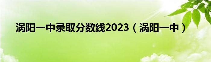 涡阳一中录取分数线2023（涡阳一中）