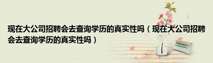 现在大公司招聘会去查询学历的真实性吗（现在大公司招聘会去查询学历的真实性吗）