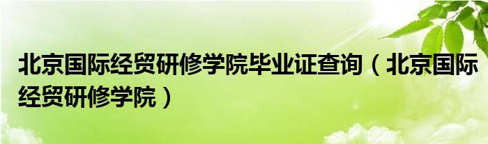 北京国际经贸研修学院毕业证查询（北京国际经贸研修学院）