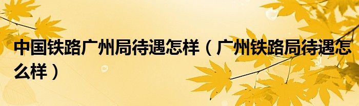 中国铁路广州局待遇怎样（广州铁路局待遇怎么样）