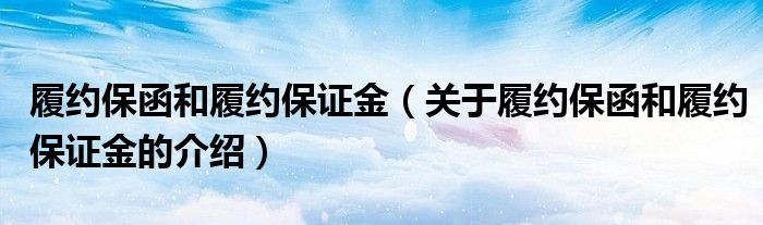 履约保函和履约保证金（关于履约保函和履约保证金的介绍）