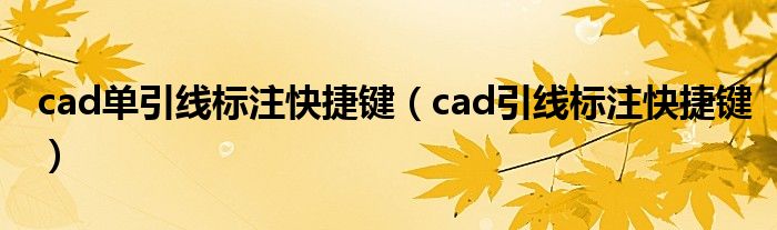 cad单引线标注快捷键（cad引线标注快捷键）