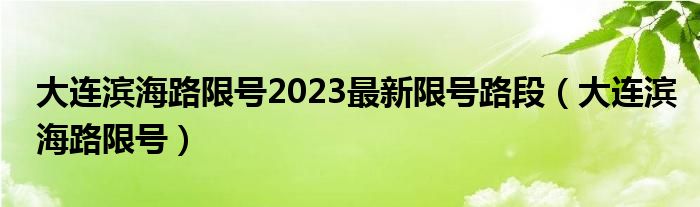 大连滨海路限号2023最新限号路段（大连滨海路限号）