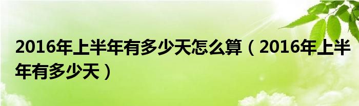 2016年上半年有多少天怎么算（2016年上半年有多少天）