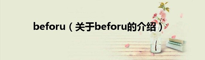 beforu（关于beforu的介绍）