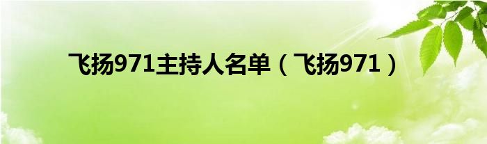 飞扬971主持人名单（飞扬971）