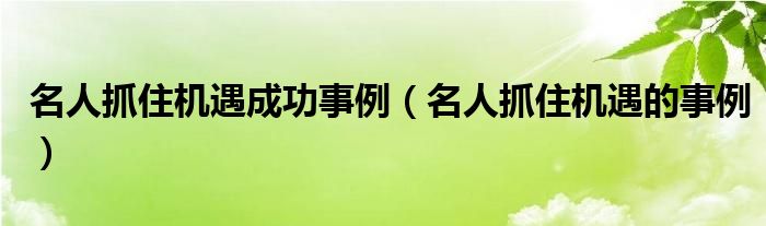 名人抓住机遇成功事例（名人抓住机遇的事例）