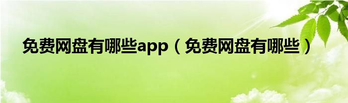 免费网盘有哪些app（免费网盘有哪些）