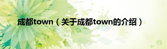 成都town（关于成都town的介绍）