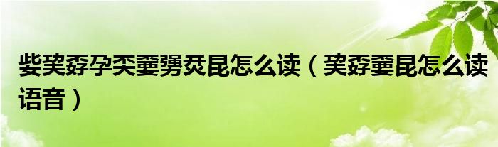 姕巭孬孕奀嫑勥烎昆怎么读（巭孬嫑昆怎么读语音）