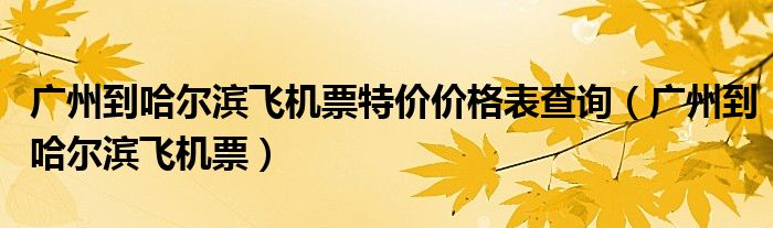 广州到哈尔滨飞机票特价价格表查询（广州到哈尔滨飞机票）