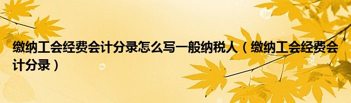 缴纳工会经费会计分录怎么写一般纳税人（缴纳工会经费会计分录）