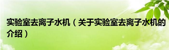 实验室去离子水机（关于实验室去离子水机的介绍）