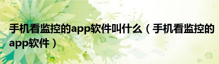 手机看监控的app软件叫什么（手机看监控的app软件）