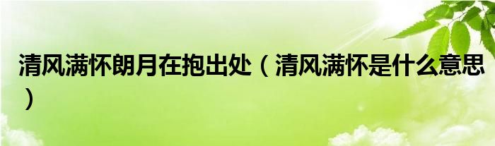 清风满怀朗月在抱出处（清风满怀是什么意思）