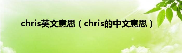 chris英文意思（chris的中文意思）