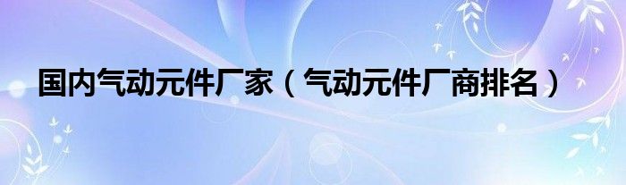 国内气动元件厂家（气动元件厂商排名）