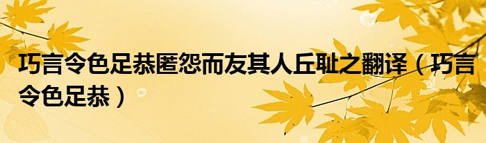 巧言令色足恭匿怨而友其人丘耻之翻译（巧言令色足恭）