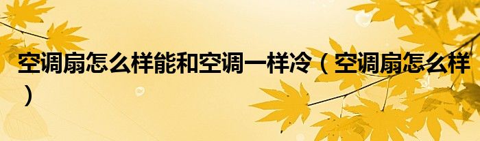 空调扇怎么样能和空调一样冷（空调扇怎么样）