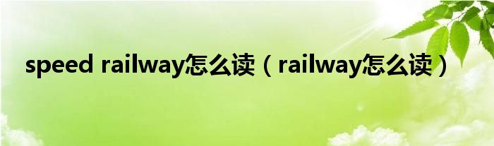 speed railway怎么读（railway怎么读）