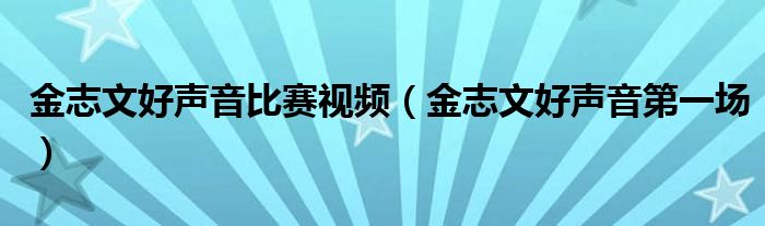 金志文好声音比赛视频（金志文好声音第一场）