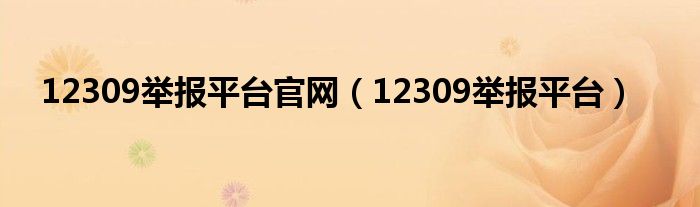 12309举报平台官网（12309举报平台）