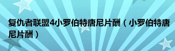 复仇者联盟4小罗伯特唐尼片酬（小罗伯特唐尼片酬）