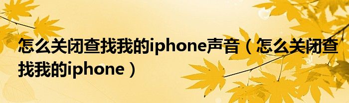 怎么关闭查找我的iphone声音（怎么关闭查找我的iphone）