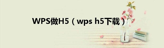 WPS做H5（wps h5下载）