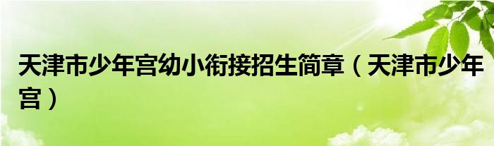 天津市少年宫幼小衔接招生简章（天津市少年宫）