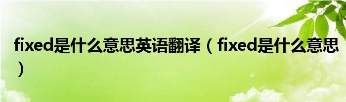 fixed是什么意思英语翻译（fixed是什么意思）