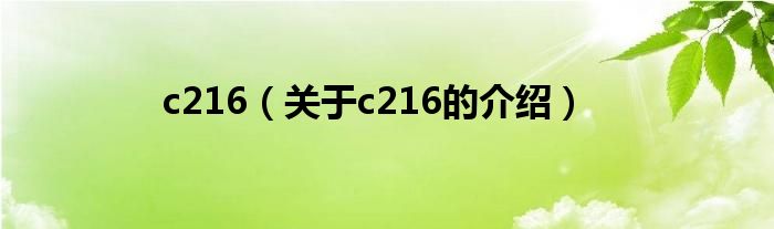 c216（关于c216的介绍）