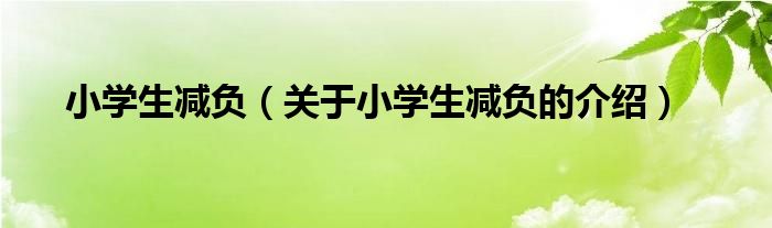 小学生减负（关于小学生减负的介绍）