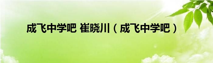 成飞中学吧 崔晓川（成飞中学吧）