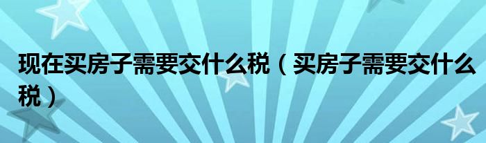 现在买房子需要交什么税（买房子需要交什么税）