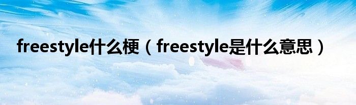 freestyle什么梗（freestyle是什么意思）