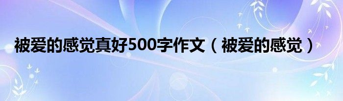 被爱的感觉真好500字作文（被爱的感觉）