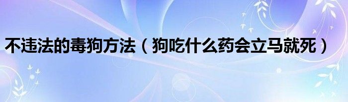 不违法的毒狗方法（狗吃什么药会立马就死）