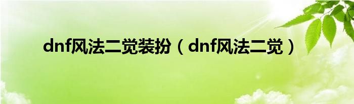 dnf风法二觉装扮（dnf风法二觉）