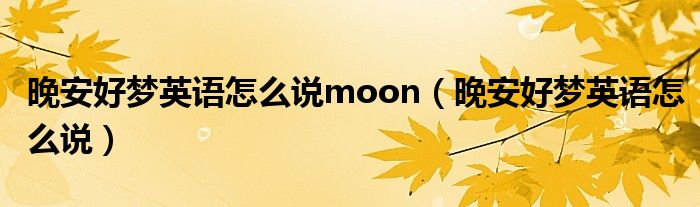 晚安好梦英语怎么说moon（晚安好梦英语怎么说）