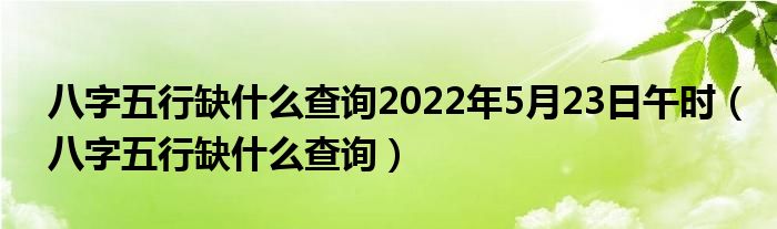 八字五行缺什么查询2022年5月23日午时（八字五行缺什么查询）