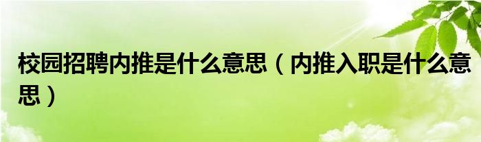 校园招聘内推是什么意思（内推入职是什么意思）