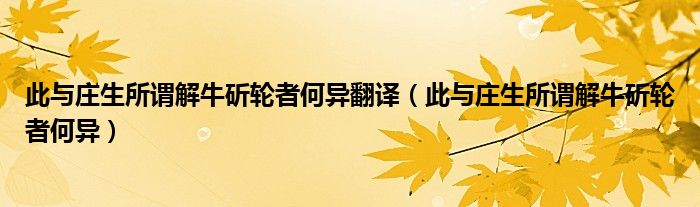 此与庄生所谓解牛斫轮者何异翻译（此与庄生所谓解牛斫轮者何异）